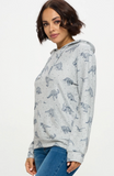Dinosaur Print - Long Sleeve Hooded Shirt