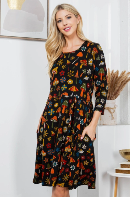 Autumn Mushroom Print Winter Tunic