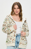 Forest Foliage Print Zip Up Hoodie
