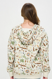Forest Foliage Print Zip Up Hoodie