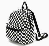 Black and White Checkered Canvas - Mini Backpack