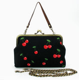 Cherry Kisslock Frame Bag in Cotton