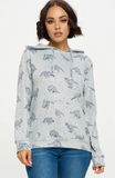 Dinosaur Print - Long Sleeve Hooded Shirt