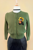 Black Cat Night Cropped Top Cardigan In Sage