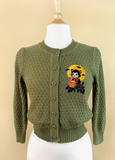 Black Cat Night Cropped Top Cardigan In Sage