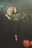 Black Cat Night Cropped Top Cardigan In Sage