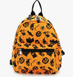 Orange Halloween Collage Mini Backpack in Nylon