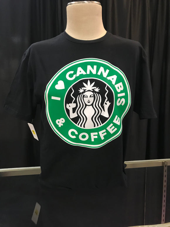 I love cannabis and coffee Black - Unisex t-shirt