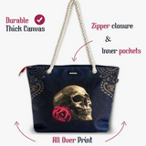 Skullistic Rose Skull Navy Shoulder Beach Bag