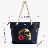 Skullistic Rose Skull Navy Shoulder Beach Bag