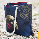 Skullistic Rose Skull Navy Shoulder Beach Bag