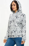 Allover Dancing Cat Print Hoodie with Pocket