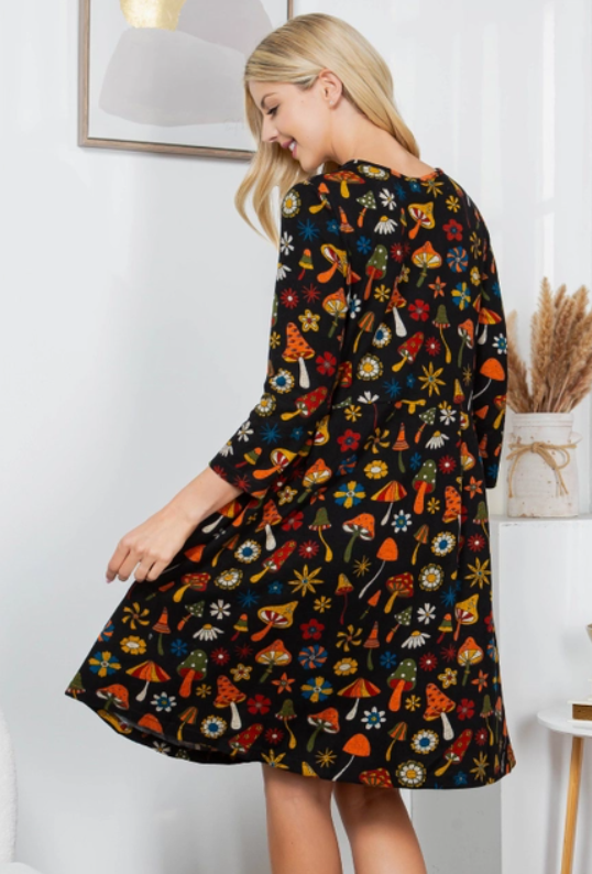 Autumn Mushroom Print Winter Tunic