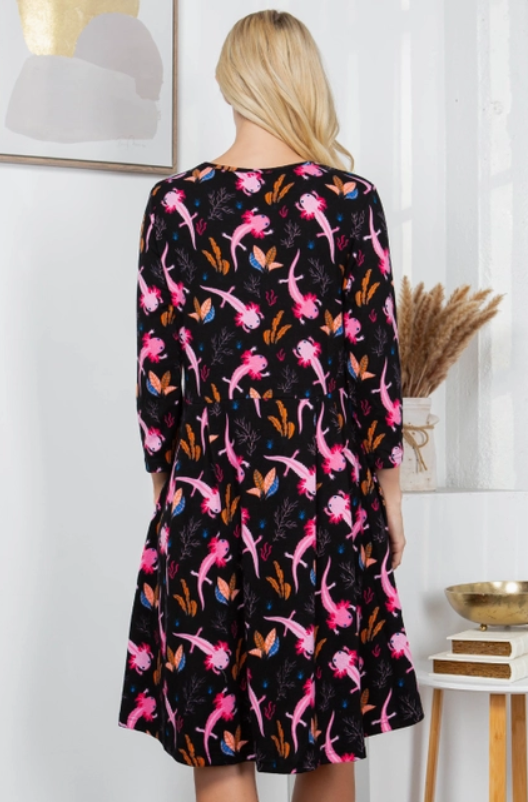 Axolotls Print Winter Tunic Dress Universe In The Clouds Axolotls Print Winter Tunic Dress Universe In The Clouds