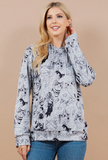 Variety Cat Print Soft Sweater Knit Pullover Hoodie