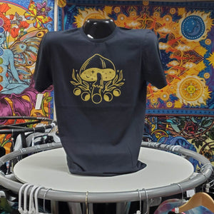 Celestial Gold Mushroom and Moon - Women's Cut Black T-shirt