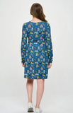 Colorful Cat Print Tunic Dress Blue - Dress