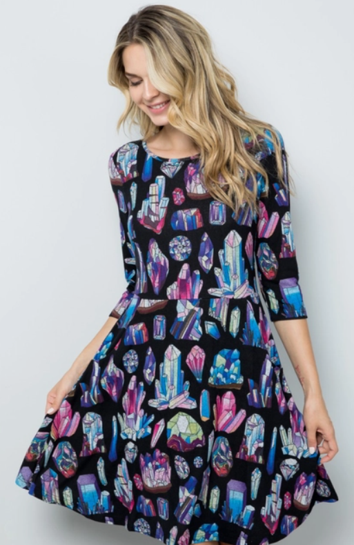 Crystal Print Winter Tunic - Dress  Universe In The Clouds