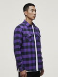 Purple and Black - Flannel Long Sleeve Buffalo Plaid Shirt