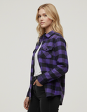 Purple and Black - Flannel Long Sleeve Buffalo Plaid Shirt