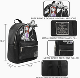 Nightmare Before Christmas Applique Character Art 12.5" Black Mini Backpack