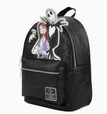 Nightmare Before Christmas Applique Character Art 12.5" Black Mini Backpack