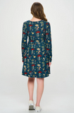 Mushrooms Floral and Bugs Print Tunic Dress