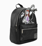 Nightmare Before Christmas Applique Character Art 12.5" Black Mini Backpack
