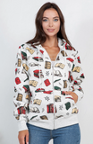 Retro Books Zipper Hoodie