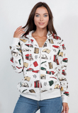 Retro Books Zipper Hoodie