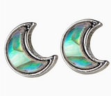 Abalone Shell Crescent Moon Studs