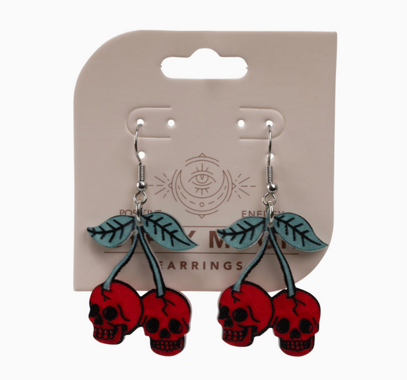 Acrylic Cherry Skulls Earring