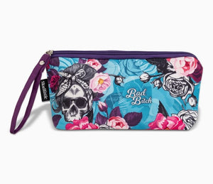 Skullistic Blue Bad Bitch Flower Skull - Makeup Bag