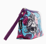 Skullistic Blue Bad Bitch Flower Skull - Makeup Bag