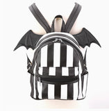 Bat wing black and white striped mini backpack