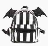 Bat wing black and white striped mini backpack