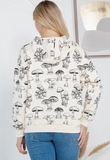 Black Mushroom Pullover Fleece Hoodie
