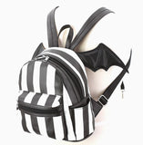 Bat wing black and white striped mini backpack