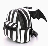 Bat wing black and white striped mini backpack