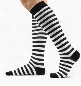 White and Black Stripes Knee High Socks