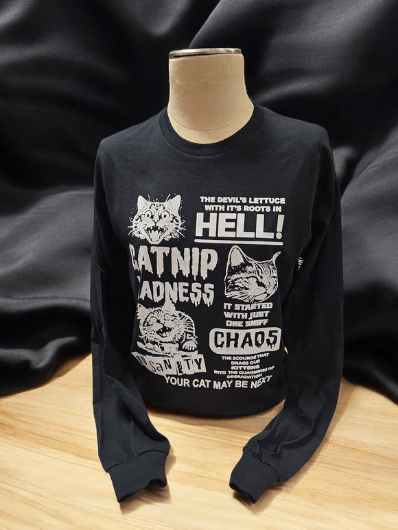 Catnip Madness  - Black Long Sleeve shirt