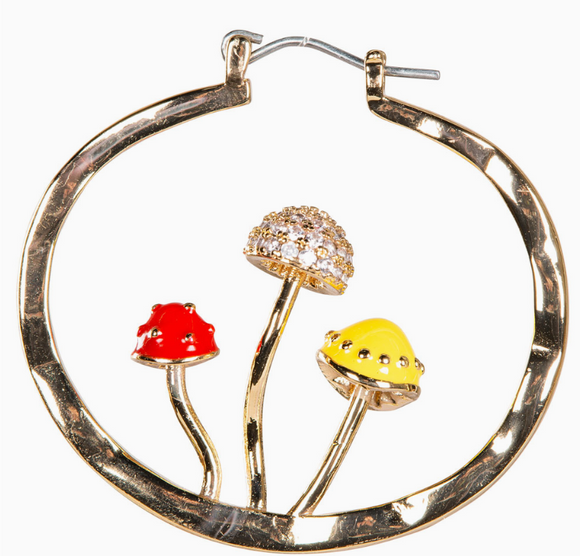 Gold Mushroom Earrings