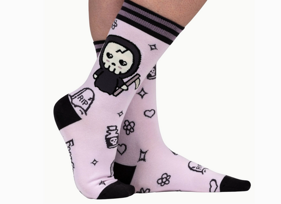 Pastel Goth Grim Reaper Crew Socks