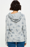 Dinosaur Print - Long Sleeve Hooded Shirt