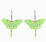 Green Acrylic Moth Earrings