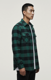 Green and Black - Flannel Long Sleeve Buffalo Plaid Shirt