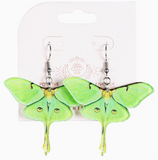 Green Acrylic Moth Earrings