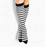 White and Black Stripes Knee High Socks