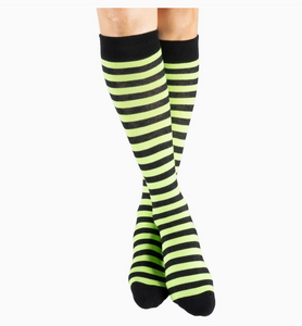 Electric Lime and Black Stripes Knee High Socks