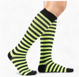 Electric Lime and Black Stripes Knee High Socks